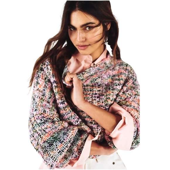 Free People Confetti Chunky Cropped Multicolor Sweater Size XS #1881 - Picture 2 of 6